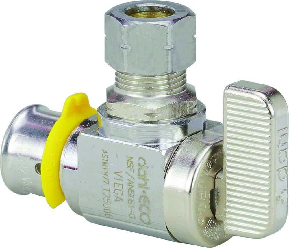 3/8 x 1/4 in. Press x Compression Lever Handle Angle Supply Stop Valve in Chrome Plated
