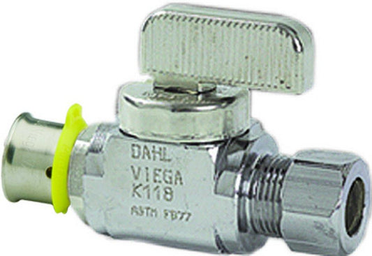 1/2 x 3/8 in. Press x Compression Lever Handle Straight Supply Stop Valve in Chrome Plated