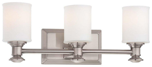 Minka Lavery Harbour Point 7-1/4 in. 100W 3-Light Bath Light in Brushed Nickel with Etched Opal Glass Shade
