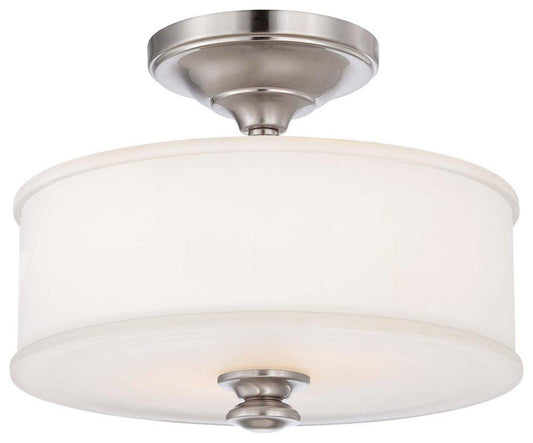 Minka Lavery Harbour Point 100W 2-Light Medium E-26 14 in. Wide Semi-Flush Ceiling Fixture in Brushed Nickel