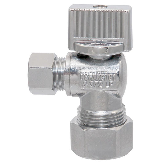 NIBCO Pro-Stop® 5/8 x 3/8 in. Compression Lever Handle Angle Supply Stop Valve in Chrome Plated