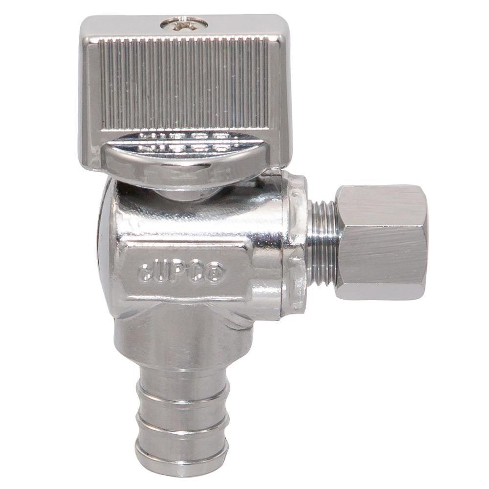 NIBCO Pro-Stop® 1/2 x 1/4 in. MIPT x OD Compression Lever Handle Angle Supply Stop Valve in Chrome Plated