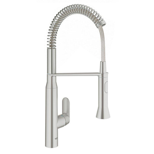 GROHE K7 Single Handle Pull Out Kitchen Faucet in SuperSteel Infinity™