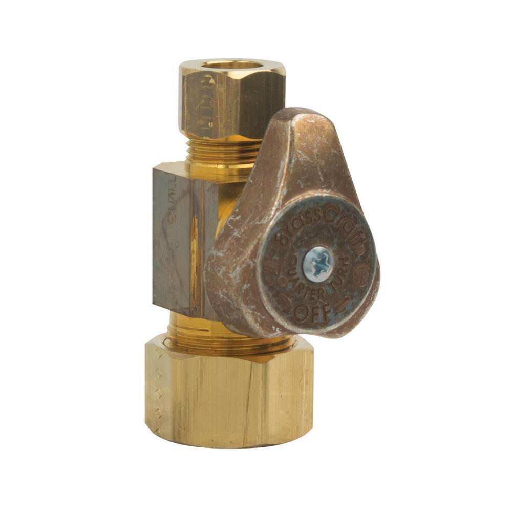 BrassCraft G2CR14 Series 1/2 x 3/8 in. Compression x OD Compression Lever Handle Straight Supply Stop Valve in Rough Brass