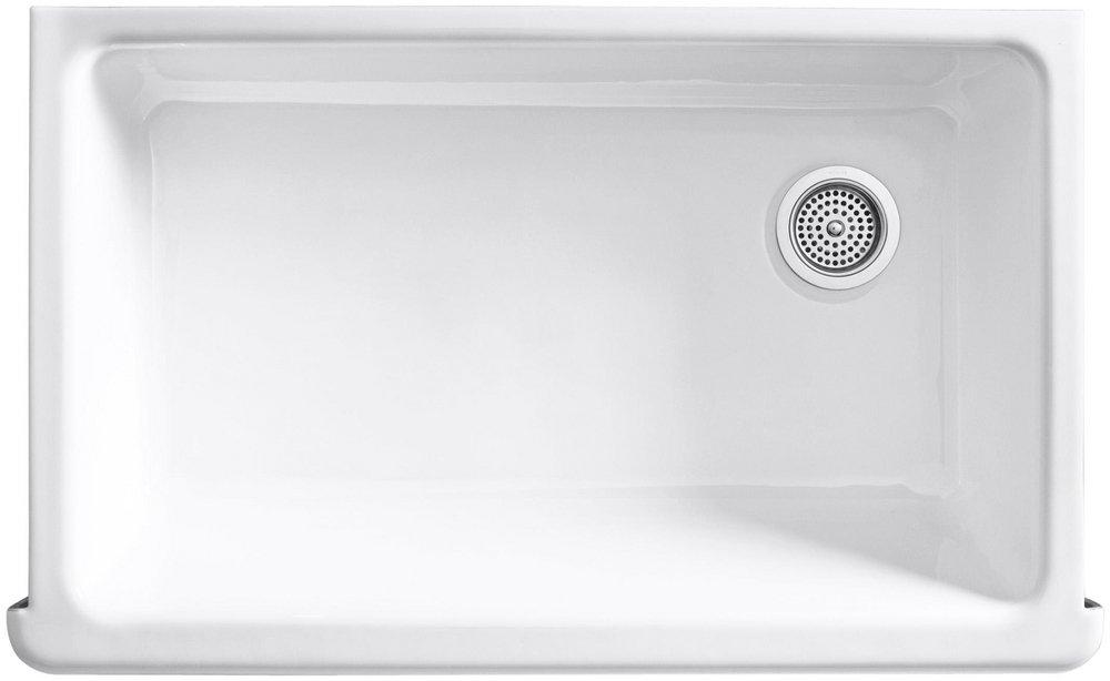 KOHLER Whitehaven® 35-11/16 in. Undermount Farmhouse Cast Iron Single Bowl Kitchen Sink in White
