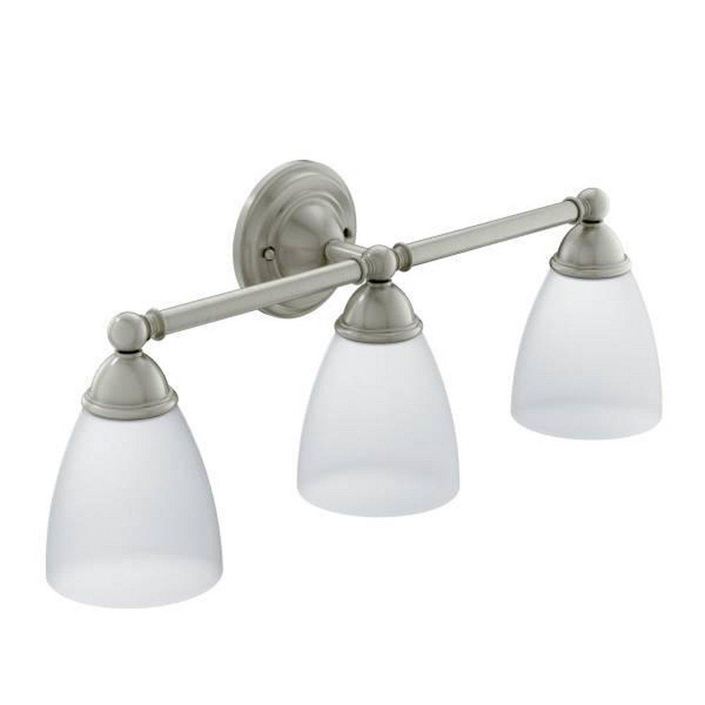 Moen Brantford™ 3 Light 100 W Bathroom Vanity Light with Frosted Shades in Brushed Nickel