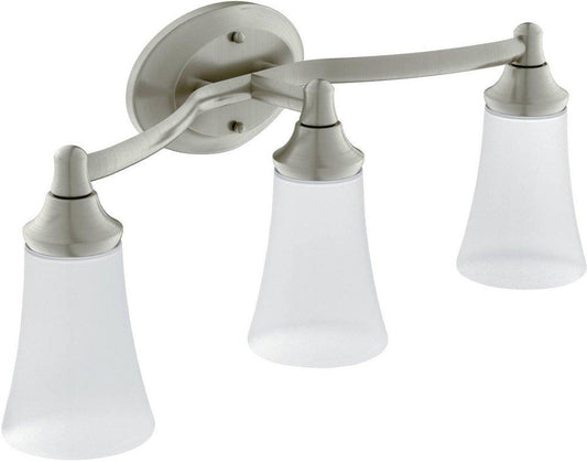 Moen Eva™ 3 Light 100 W Bathroom Vanity Light with Frosted Shades in Brushed Nickel