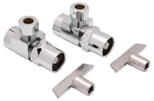 1/2 in x 3/8 in Loose Key Handle Angle Supply Stop Valve in Polished Chrome