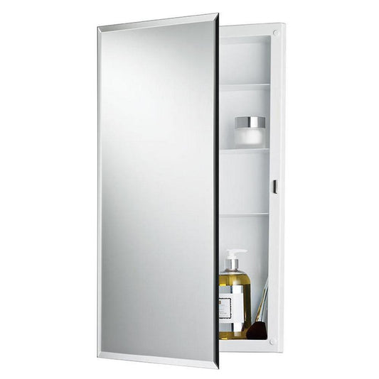 Rangaire Builder Series 16 in. Frameless Beveled Mirror Edge Polystyrene Medicine Cabinet Overpacked in Basic White