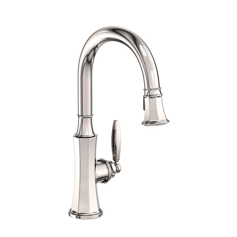 Newport Brass Metropole Single Handle Pull Down Kitchen Faucet in Polished Nickel - Natural