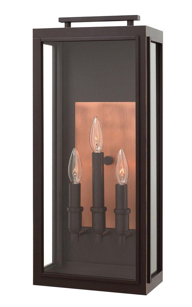 60W 3-Light Candelabra E-12 Base Outdoor Large Wall Sconce in Oil Rubbed Bronze