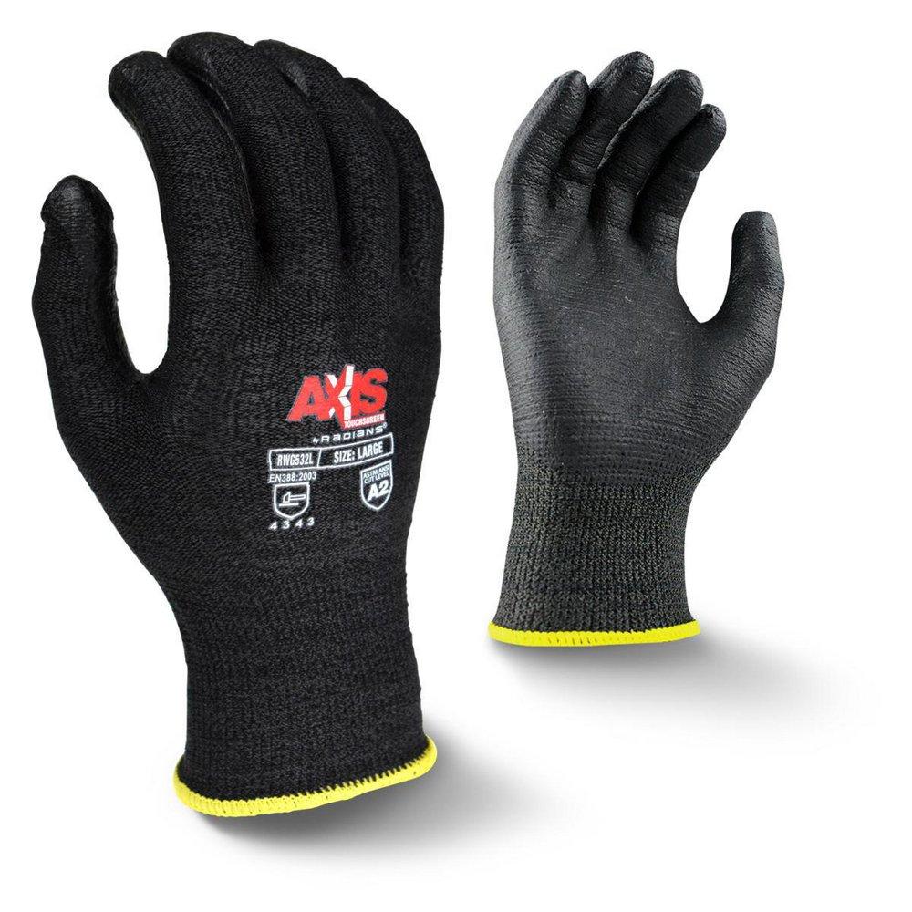 Radians AXIS™ 13G Cut Level A2 Touchscreen HPPE Shell Work Gloves, XL