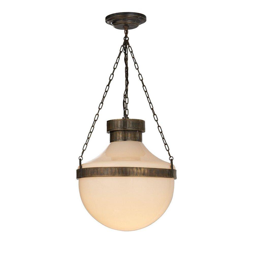 Visual Comfort & Co. Signature Schoolhouse 100W 1-Light Medium Incandescent Outdoor Pendant in Antique Brass