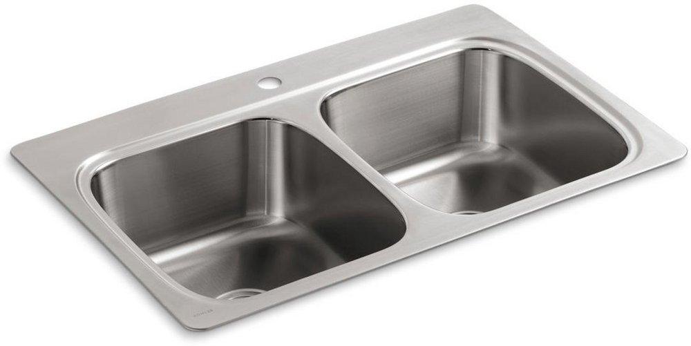 KOHLER Verse™ 33 in. Drop-in Stainless Steel Double Bowl Kitchen Sink