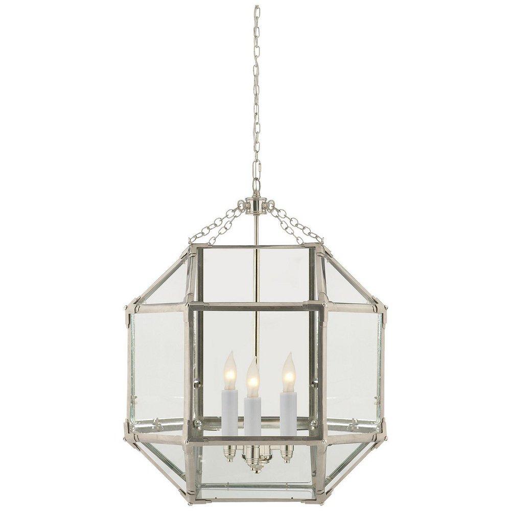 Visual Comfort & Co. Signature Morris 60W 3-Light Candelabra Incandescent Outdoor Pendant in Polished Nickel