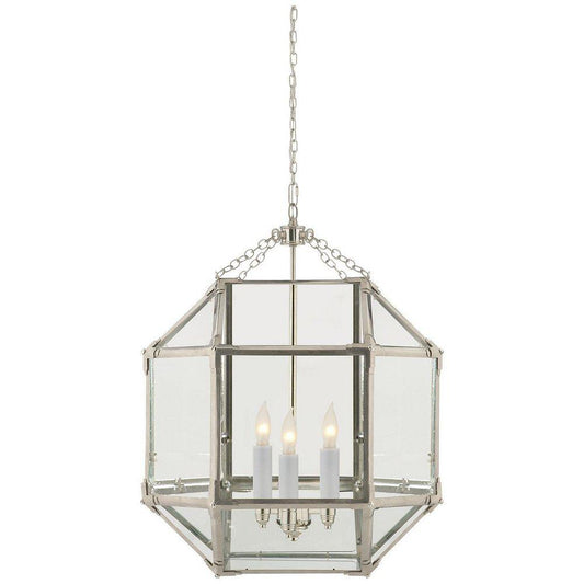 Visual Comfort & Co. Signature Morris 60W 3-Light Candelabra Incandescent Outdoor Pendant in Polished Nickel