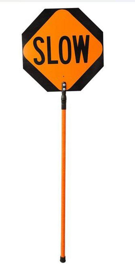24 in. High Intensity Reflective Stop/Slow Paddle with Telescoping (6-8 ft.) Handle