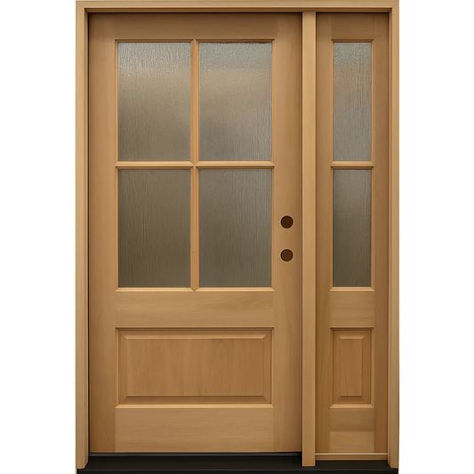 4/5x6/8 Exterior Mahogany Door with 4 Lites Without Trim and One Sidelight