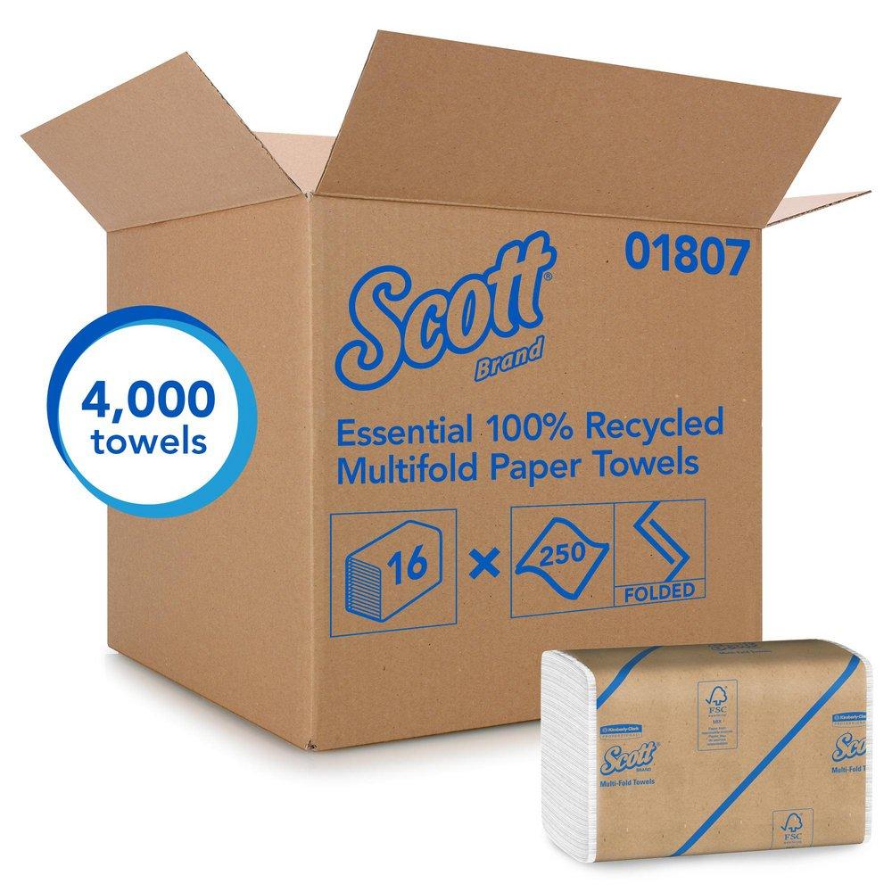 Scott® Scott® 250-Count 9-2/5 in. Recycled Fiber Multifold Towel in White (Case of 16)