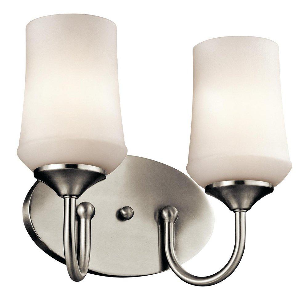 Kichler Lighting Aubrey 2-Light Medium E-26 Base Incandescent Bath Light in Brushed Nickel