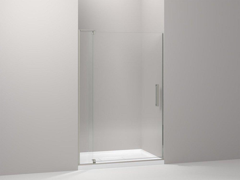 KOHLER Revel® 48 in. Pivot Shower Door with 5/16 in. Crystal Clear Glass in Anodized Brushed Nickel