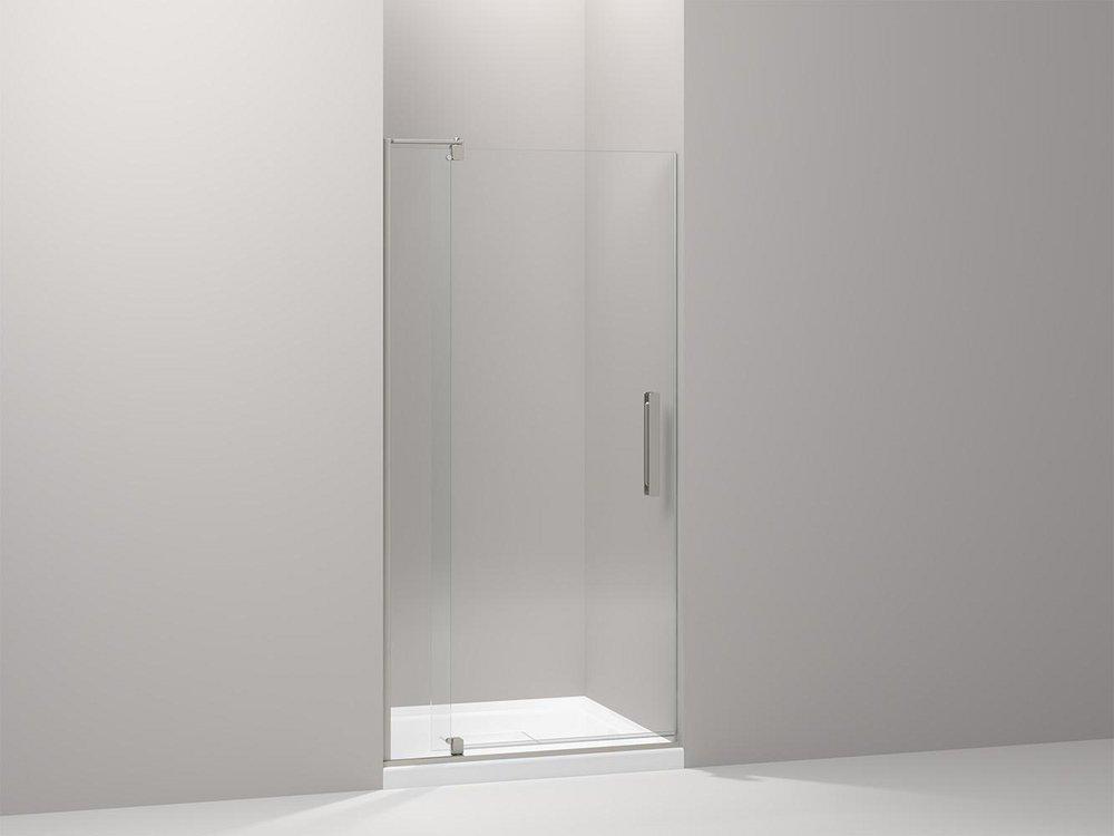 KOHLER Revel® 70 in. Clear Pivot Shower Door in Anodized Brushed Nickel