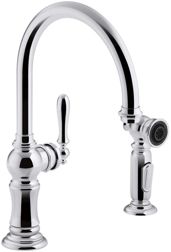 KOHLER Artifacts® Single Handle Kitchen Faucet with Side Spray in Polished Chrome
