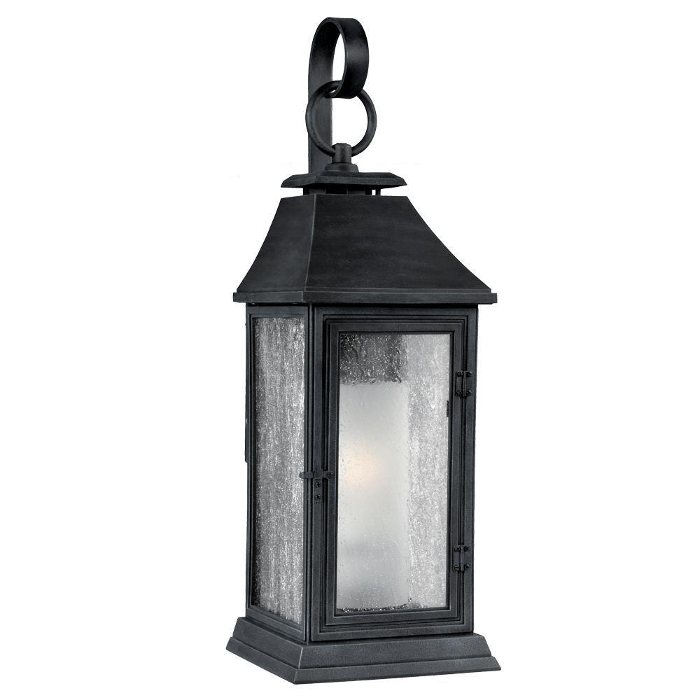 Visual Comfort & Co. Studio Shepherd 19-1/8 in. 75W 1-Light Medium E-26 Outdoor Wall Sconce in Dark Weathered Zinc