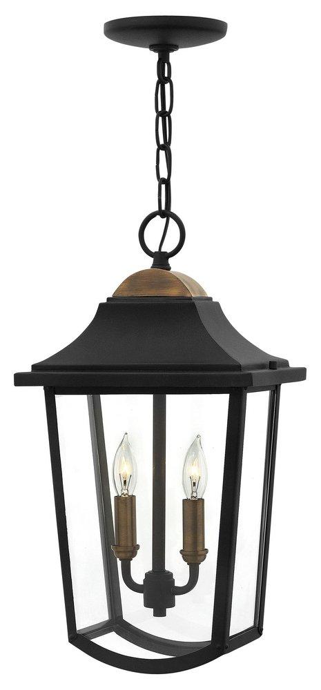 Hinkley Burton 18-3/10 in. 2-Light 60W Wall Lantern in Black