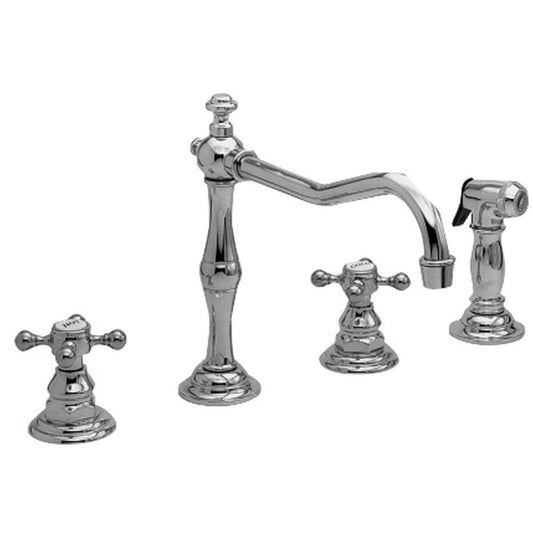 Newport Brass Chesterfield Two Handle Kitchen Faucet with Side Spray in Polished Chrome