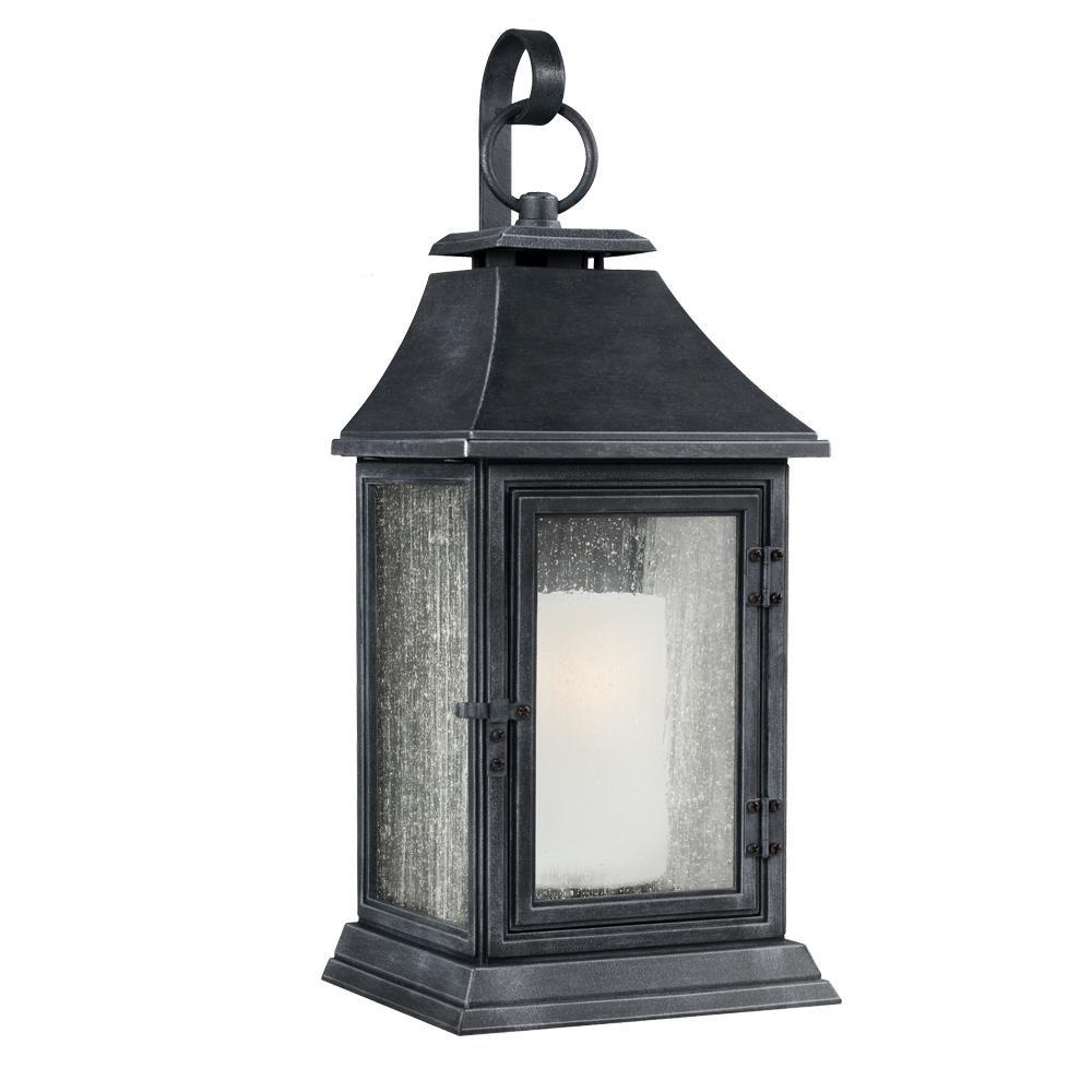 Visual Comfort & Co. Studio Shepherd 1-Light Wall Mount Lantern in Dark Weathered Zinc