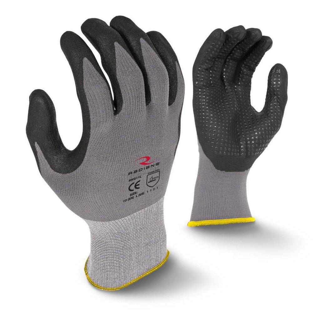 15G Micro-Foam Nitrile Gripper Gloves in Grey, L