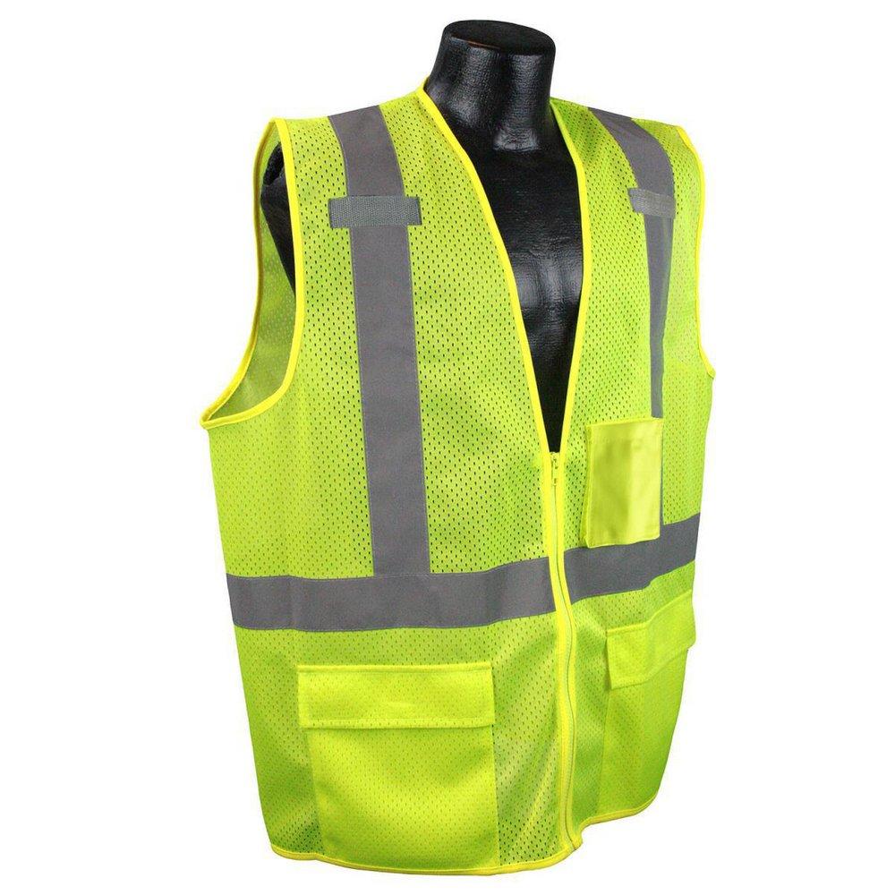 Radians SV27 Size XL Polyester Mesh Safety and Surveyor Vest in Hi-Viz Green