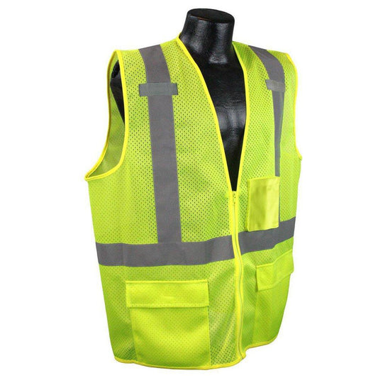 Radians SV27 Size XL Polyester Mesh Safety and Surveyor Vest in Hi-Viz Green