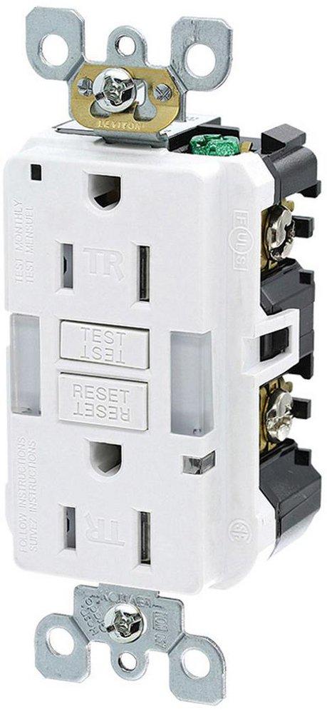 LEVITON SmartlockPro® 15A 125V Duplex Tamper-Resistant GFCI Receptacle in White
