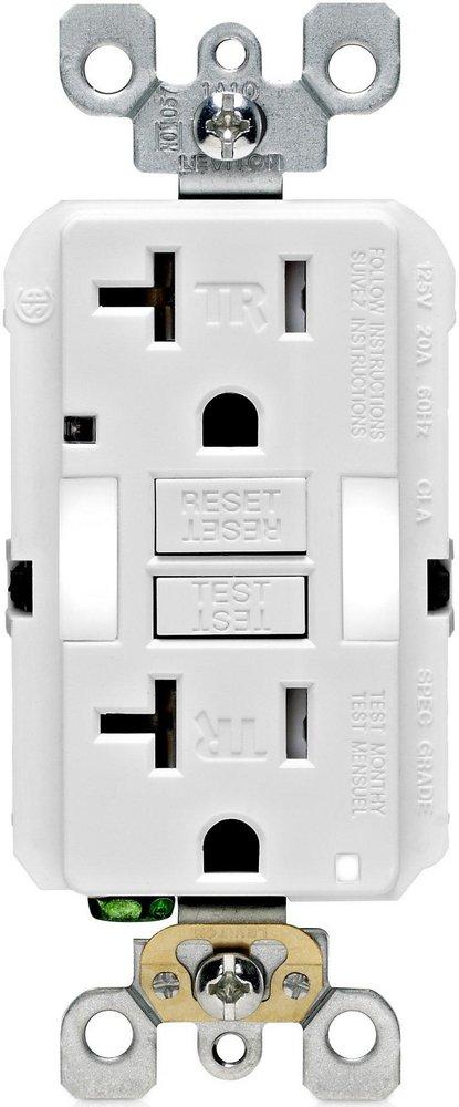 LEVITON SmartlockPro® 20A 125V Duplex Tamper-Resistant GFCI Receptacle in White