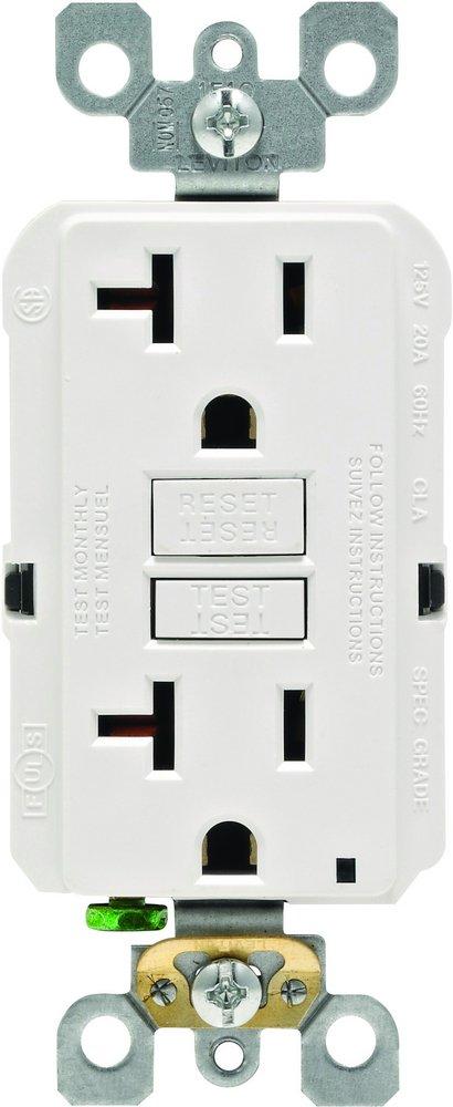 LEVITON SmartlockPro® 20A 125V Duplex GFCI Outlet in White