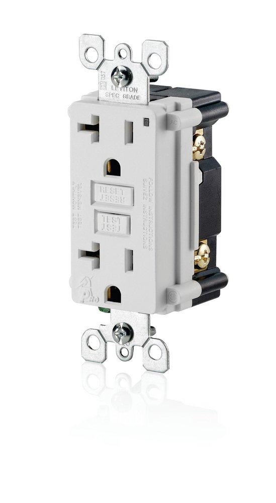 LEVITON SmartlockPro® 20A 125V Duplex Tamper-Resistant GFCI Outlet in White