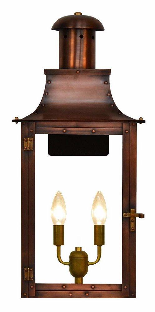 The Coppersmith Market St. 19 120W 2-Light Candelabra E-12 LED Outdoor Wall Sconce in Antique Copper
