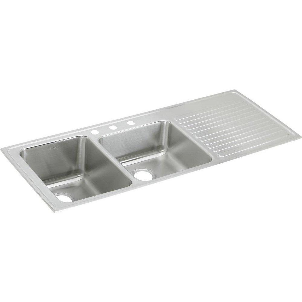 Elkay Gourmet® 54 in. Drop-in Stainless Steel Double Bowl Kitchen Sink in Lustrous Satin