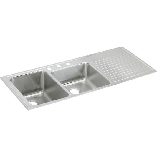 Elkay Gourmet® 54 in. Drop-in Stainless Steel Double Bowl Kitchen Sink in Lustrous Satin