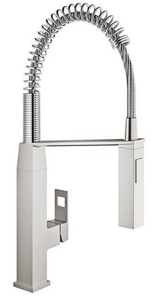 GROHE Eurocube Single Handle Pull Down Kitchen Faucet in SuperSteel Infinity™