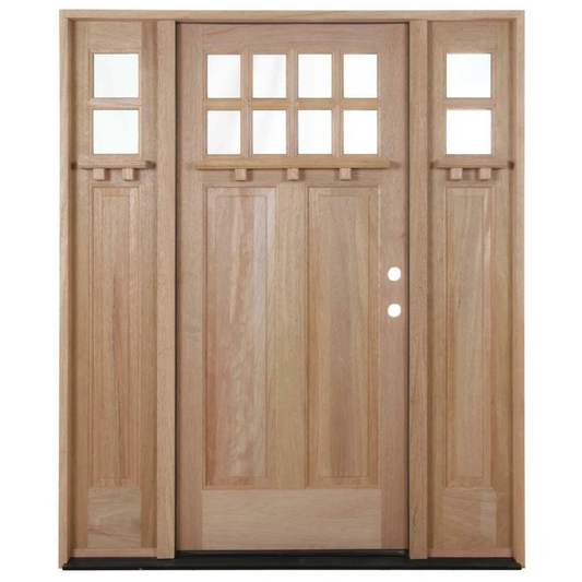 5/9x6/8 Craftsman Single with Sidelights Mahogany Pre-Hung Door