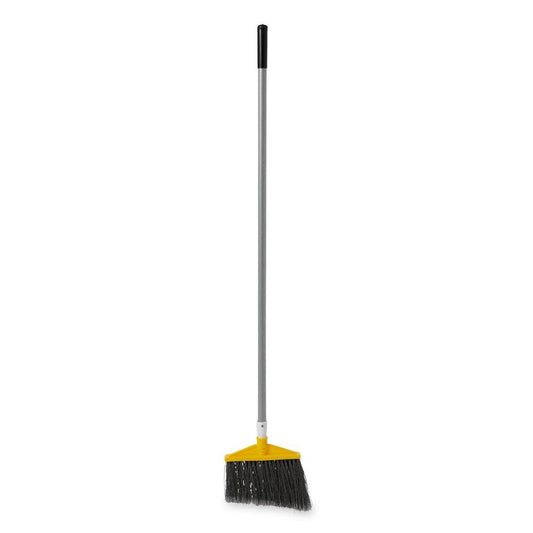 Flagged Polypropylene Fill Aluminum Handle Angled Broom in Grey