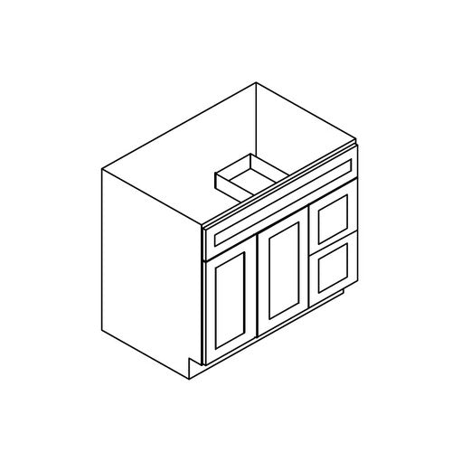 AW-S3621BDR-34-1/2" ( Vanity Sink Base 36Wx21"Dx34.5"H 2 Right Drawers 2 Doors )