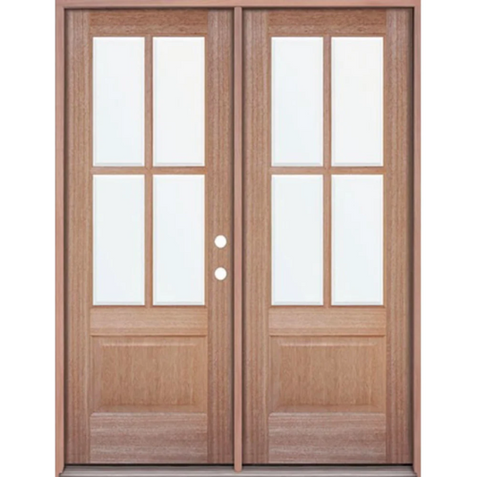 6 ft. x 6 ft. 8 in. Mahogany Classic 4 Lite Prehung Exterior Door