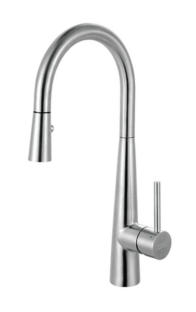 Franke Steel Single Handle Pull Down Kitchen Faucet in Stainless Steel