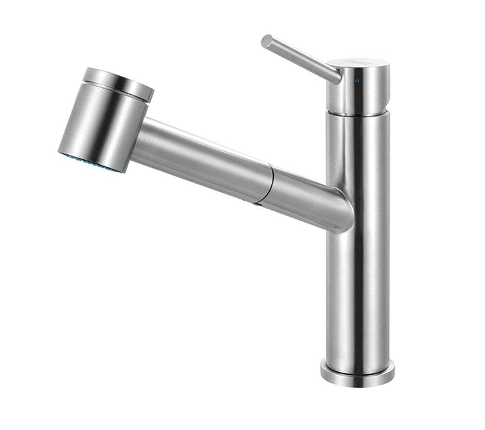 Franke Steel Single Handle Pull Out Kitchen Faucet in Stainless Steel