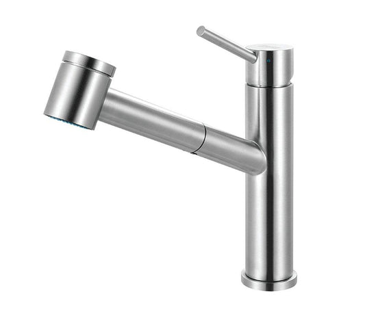 Franke Steel Single Handle Pull Out Kitchen Faucet in Stainless Steel