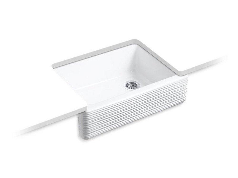 KOHLER Whitehaven® 29-11/16 in. Undermount Farmhouse Cast Iron Single Bowl Kitchen Sink in White
